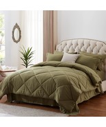 Bed In A Bag Comforter Sets Queen Olive Green All Season Down Alternativ... - £65.07 GBP