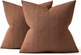 Miulee Decorative Throw Pillow Covers 18X18 Brown Set Of 2 Super Soft Modern - $41.96