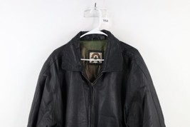 Vtg 90s Streetwear Mens XL Distressed Quilted Leather Flight Bomber Jacket Black - £93.57 GBP