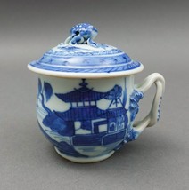 Antique Chinese Export Canton Blue &amp; White Porcelain Custard Cup Pot de ... - £158.00 GBP