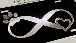Engraved Dog Paw Infinity Heart Car Tag Diamond Etched Aluminum License ... - $27.23 CAD