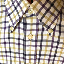 Tailorbyrd Shirt Adult XL Contrast Trim Long Staple 2 Ply Yarn Plaid Button Down - £12.81 GBP