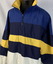 Vintage IZOD Jacket Striped Navy Yellow Lightweight Pullover Mens XL 90s - $24.99