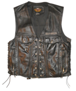 Harley Davidson Adjustable Lace Sides Piston Pockets Black Leather Vest ... - $176.39