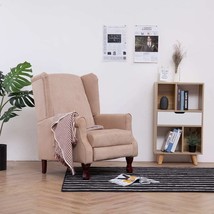 Armchairs Cream Polyester fabric, Wooden frame Standard Armchair - $462.27 CAD