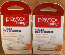 Lot of 2 Pks Playtex Baby Angled Nipple - Medium Flow 3M+  Total 4 Nippl... - $11.88