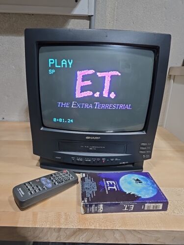 Sharp 13VT-J100 13" CRT TV VCR W Remote VHS E.T. Extra Terrestrial Tested VTG - $121.16