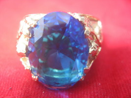 Holy Blessed Blue Gems LP Seng Silver Magic Ring Talisman Luck Life Thai Amulets - £21.25 GBP