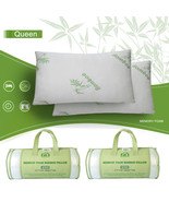 2 Pack Bamboo Memory Foam Pillow Hypoallergenic Bed Cool Comfort Queen Size - £63.73 GBP