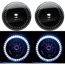 Octane Lighting 7 Inch Black Halogen Headlight White LED SC Halo Angel Eye Headl - £54.47 GBP