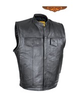Cowhide Leather Motorcycle Club Vest Defender Vest Conceal Gun Pockets B... - $133.98 CAD+