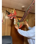 New Years Dragon Wood Carved Hand Painted. Antique From Tokyo Japan - $21,780.00