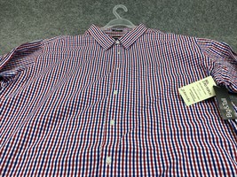 St. John’s Bay Shirt Men’s 3XL Button Up Front Check Long sleeve 80’s 2 ply red - £9.45 GBP