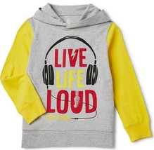 Wonder Nation Boys Long Sleeve Pullover Hoodie Small (6-7) Live Life Loud - £10.67 GBP