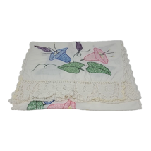 Vintage Hand Embroidered Table Runners Vanity Cover Colorful Spring Floral 50&quot; - £19.77 GBP