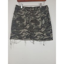 Vanilla Star Skirt 11 Womens Camouflage Mini Length Button Fly Raw Hem Denim - £13.93 GBP
