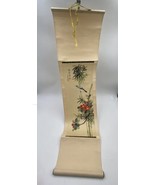 VTG Hand Painted Chinese Scroll Hanging Flower &amp; Bird 10”x 40” By Ching Mau - $226.38 CAD