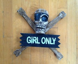 GIRLS Only  Skull &amp; Cross Wooden Decoration Wall Art / Door Art   New  12  X  12 - £17.45 GBP