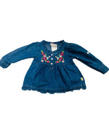 Duck Goose  Blue Denim Baby Long Sleeve Shirt 6-9 Months Embroidered Flo... - $9.50