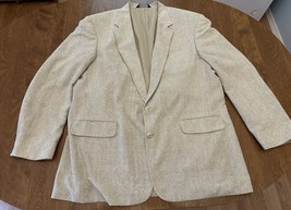 Lands End Sport Coat Men&#39;s 47 Beige Silk Polyester Unstructured Blazer 2 Button - £24.73 GBP