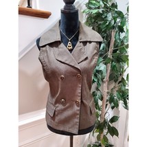 New York &amp; Company Women&#39;s Brown Cotton Double Breasted Sleeveless Vest ... - $24.75