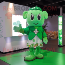 Green Four Leaf Clover mascot costume character dressed with a Cardigan and Ankl - $1,329.00