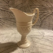 Hull Pottery White Diamond Footed Pitcher Pedestal Ewer F32 USA 10.5&quot;Tall - £5.83 GBP