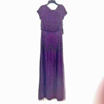 Adrianna Papell Womens 8 Magenta Embellished Sequin Long Gown NWT BA16 - £78.57 GBP