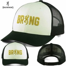 Browning Shooting Sports Adjustable Black &amp; White Trucker Baseball Style Cap Hat - £10.69 GBP