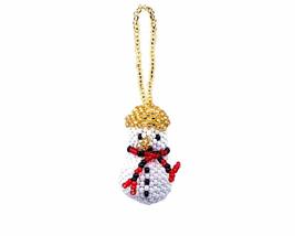 Frosty Snowman Czech Glass Seed Bead Hanging Figurine Christmas Ornament - Xmas  - £10.27 GBP