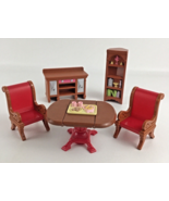 Loving Family Dollhouse Dining Room Furniture Table Chairs Bookshelf Vin... - $51.16 CAD