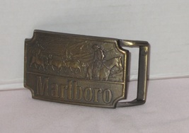 Vantage Cigarette Marlboro With Cowboy And Cattles Brass Belt Buckle; Un... - £15.00 GBP