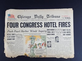 Four Congress Hotel Fires 1946 Old Newspaper Chicago Tribune Feb 4 - £5.42 GBP