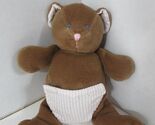 Russ Stroller Buddies brown teddy bear pink white diaper feet Baby soft toy - $5.19