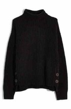 NWT Madewell Womens Black Mock Neck Side-Button Pullover Sweater SZ XXS MSRP $95 - £31.55 GBP