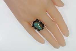 Vintage Navajo Sterling Silver Turquoise Ring Sz 9 - £72.60 GBP