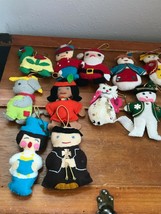 Vintage Lot of 11 Felt Embroidered Priest Turtle Mouse Snowman Kitty Cat Christm - £23.03 GBP