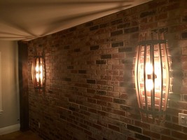 Wine Barrel Stave Wall Sconce - Half Catch - Made from retired CA wine b... - $429.00
