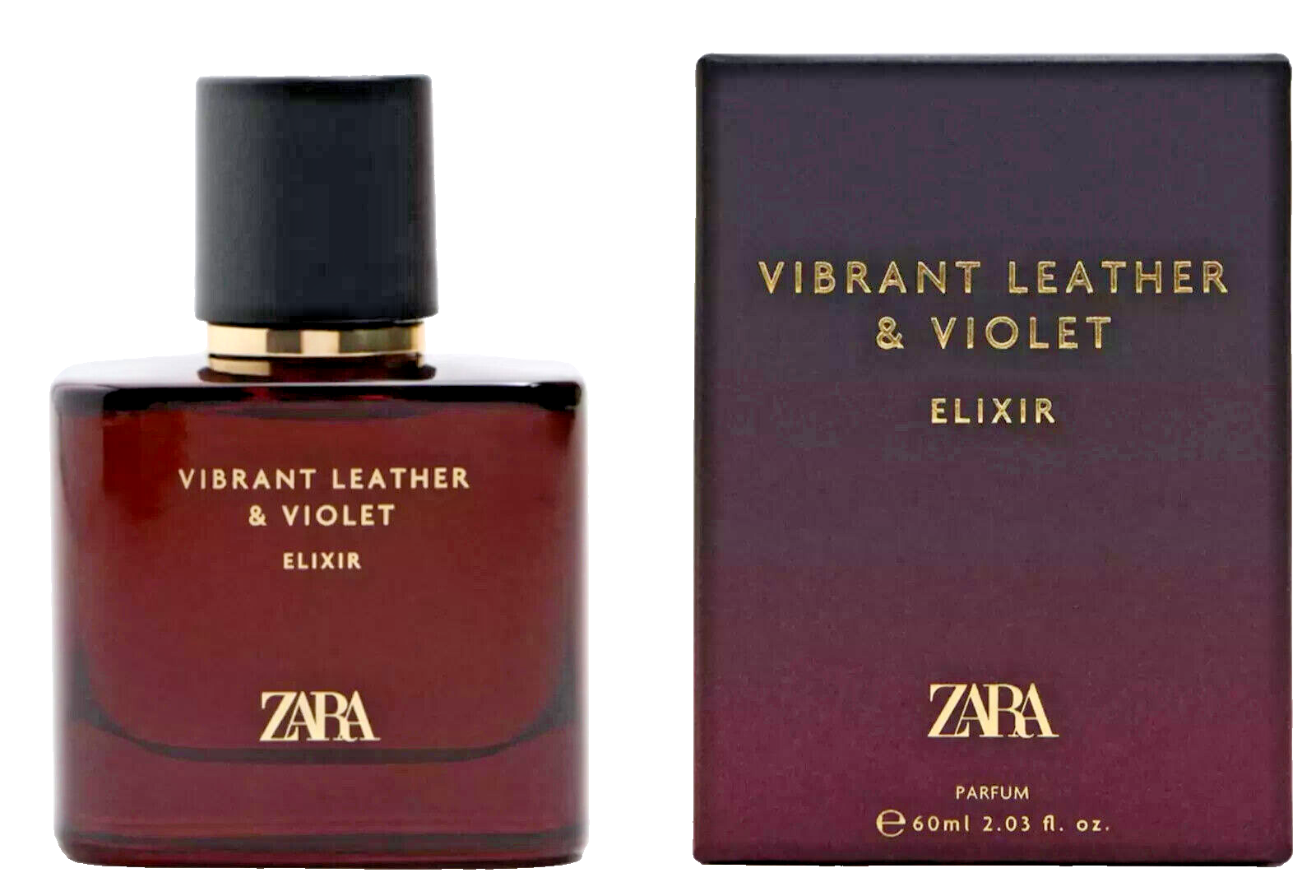 ZARA Vibrant Leather & Violet Elixir 60ml Eau De Parfum Men 2.03 oz New