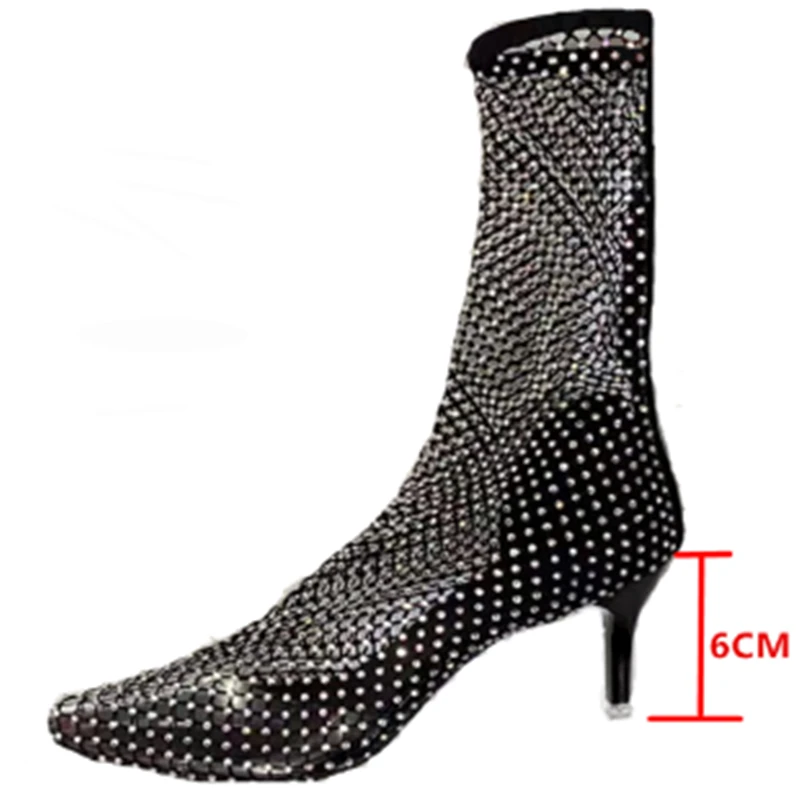 Sexy Brand Luxury Bling Silver Crystal Knee High Chunky Womens Designer Stacked  - $70.99