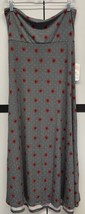 NWT LULAROE Medium Gray White Polka Dots &amp; Red Roses Slinky/Scuba Maxi Skirt - £39.47 GBP