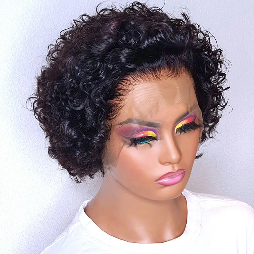 Curly Pixie Cut Wig Highlight Lace Wig Spring Curl Short Bob Human Hair Wig F - £28.56 GBP+