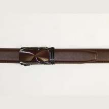 Mens VALENTINI Leather Belt Automatic Adjustable Removable Buckle RT031 Brown image 3