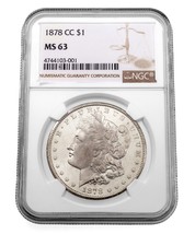 1878-CC Argent Morgan Dollar Classé Par NGC Comme MS-63 - £617.65 GBP