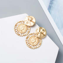 18K Gold-Plated Queen Coin Drop Earrings - £10.14 GBP