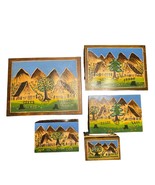 HAND PAINTED Asian set of 5 carved wood nesting boxes - $51.50 CAD