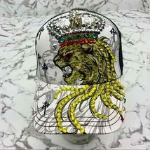 Men’s Lion King Yellow | Red | Silver Rhinestone Trucker Hat by Rebel Spirit - £119.28 GBP
