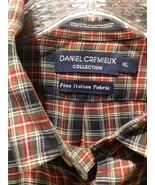 Daniel Cremieux Tartan Plaid Men L Button Down Shirt Red Blu Fine Italia... - $15.71 CAD