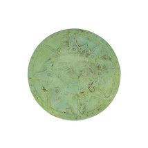 Sun Face Design Green Verdigris Finish Round Cement Step Stone 10 Inch Diameter - £22.66 GBP