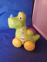 Fisher Price Green Dinosaur Rolling Toy Baby Infant Play Moving  - $7.00